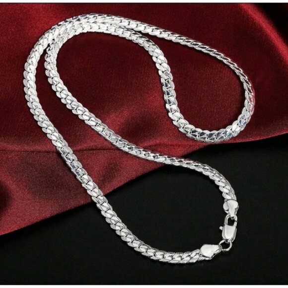925 STERLING SILVER FLAT SNAKE CHAIN NECKLACE 22" - Picture 4 of 8